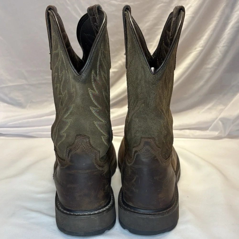 Ariat Boots Mens Size 11 D Groundbreaker Steel Toe Work Brown Leather Pull On